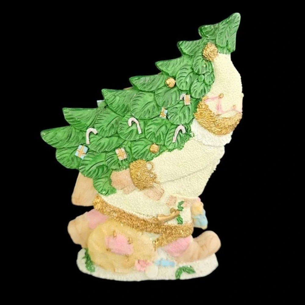 Victorian Santa Claus Figurines Sparkly Christmas Set of 3 Pink‎ Ceramic Vintage